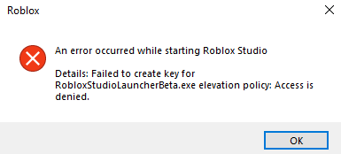 Corrigir erro Failed to create key for RobloxStudioLauncherBeta