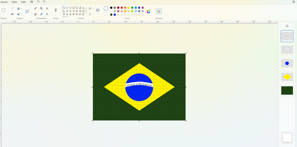 Desenhar a Bandeira do Brasil no Paint